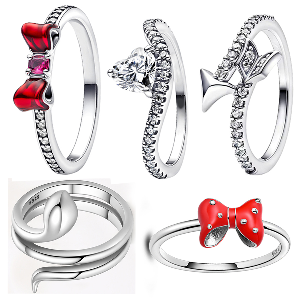 Tie Clip Silver - NOWY 925 Sterling Silver Red Bow