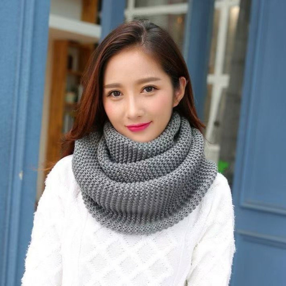 Infinity Scarf Knit - Jednokolorowy szalik typu infinity loop, oddychający,