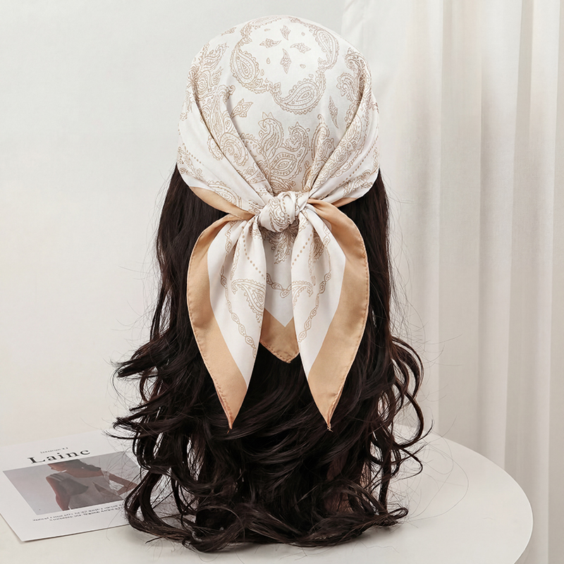 Vintage Beżowa Apaszka Kwadrat – Face Scarf Mask recenzja i cena